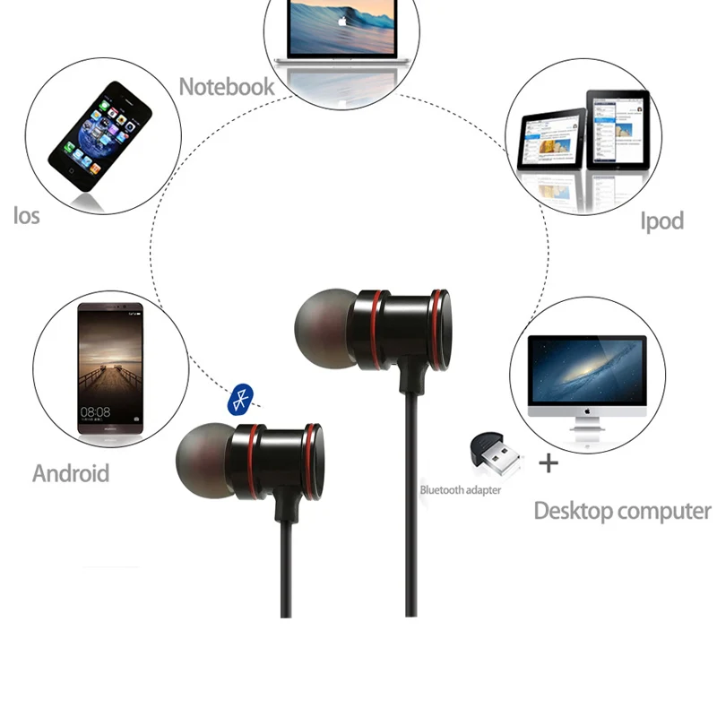 CBAOOO Magnetic Bluetooth Earphone Wireless headsets With Mic Bass Sport Wireless Blutooth Earphones earpiece For phones