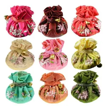 

Wholesale 10pcs Chinese Vintage Embroidered Silk Rolls Pouch Gift Bags