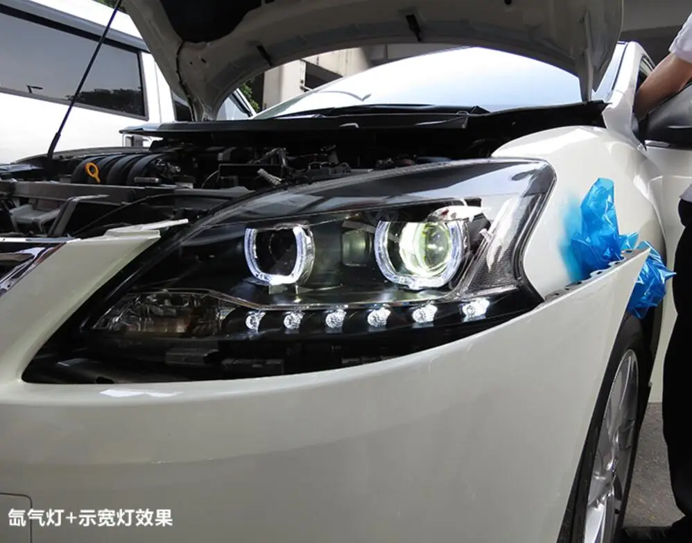 Светодиодный фонарь для Nissan Sylphy 2012- Автомобильный светодиодный фонарь с двойным ксеноновым объективом автомобильные аксессуары дневные ходовые огни противотуманные фары