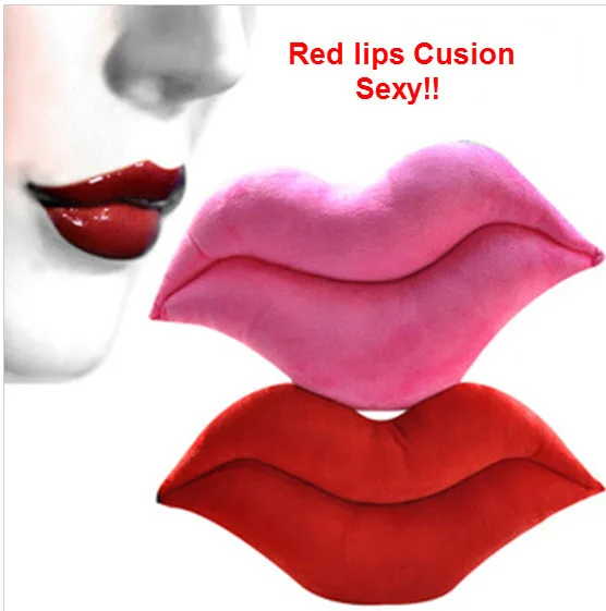 Throw pillows Sexy red/pink lips cartoon plush toy cushion lumbar
