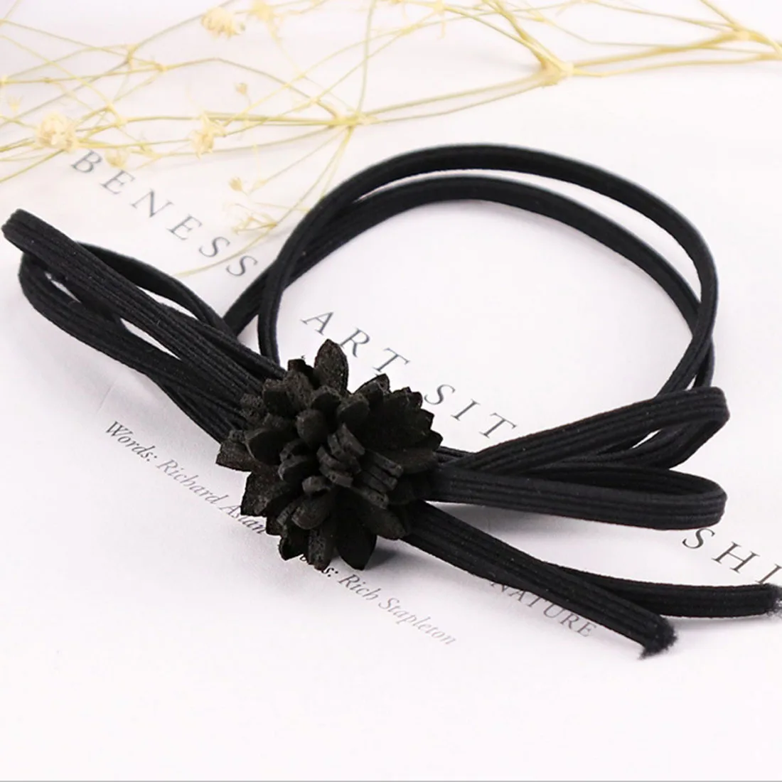 

New String Bow Flower Hair Rope For Girls Headwear Simple Double String Bow-knot Hair Accessories Elastic Hair Band
