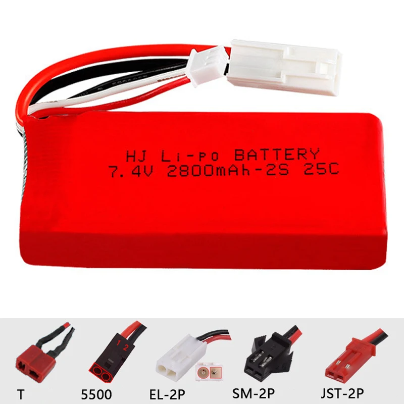 

7.4v 2800mAh 2S Lipo Battery FEILUN FT009 High speed remote speed boat HQ955 948 2.4G RC boat Toy upgraded lithium battery