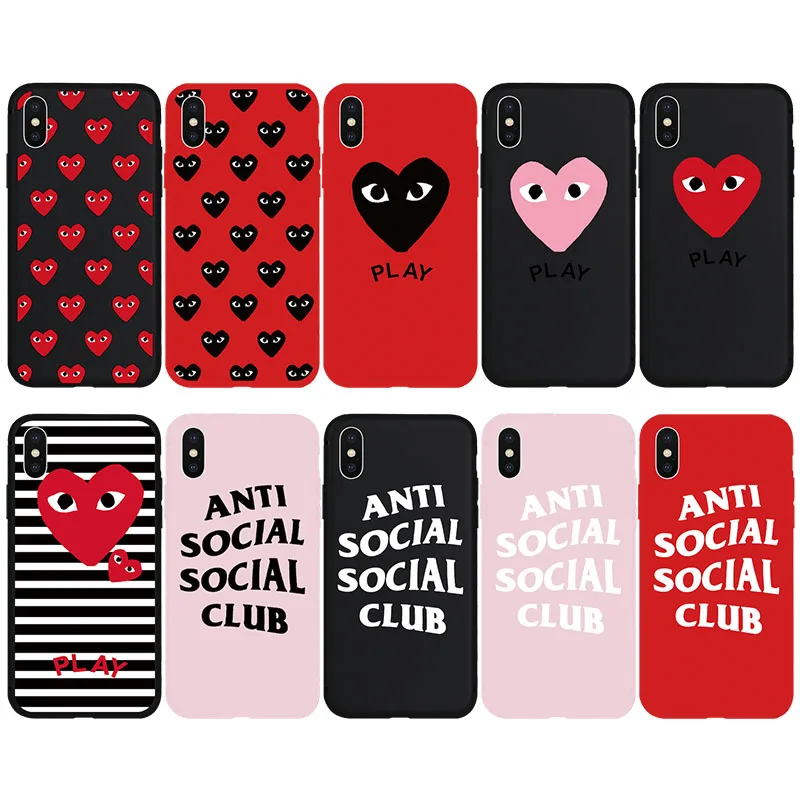 

CDG PLAY Heart Comme des Garcons Cute Eye Brand NEW Soft Case for iPhone 7Plus 8Plus Phone Cover Coque Fundas Capas Shell Hull