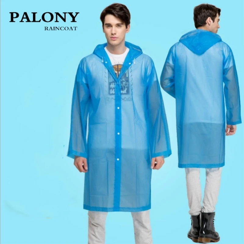 EVA Transparent Raincoat, Portable Outdoor Travel Rainwear, Waterproof Camping Hooded Ponchos, Plastic Rain Cover, Fashion