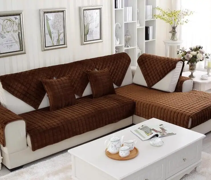 

Fyjafon 1 Piece Winter Warm Sofa Cover Armrest Slipcover Flannel Backrest Covering Sofa Towel Pillowcase