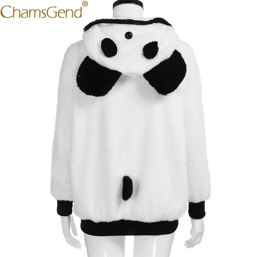 

Chamsgend Hoodies Sweatshirts Soft Plush Panda Hoody Sweatshirt Women Winter Warm Zipper Coat White Jacket Overcoat 71208