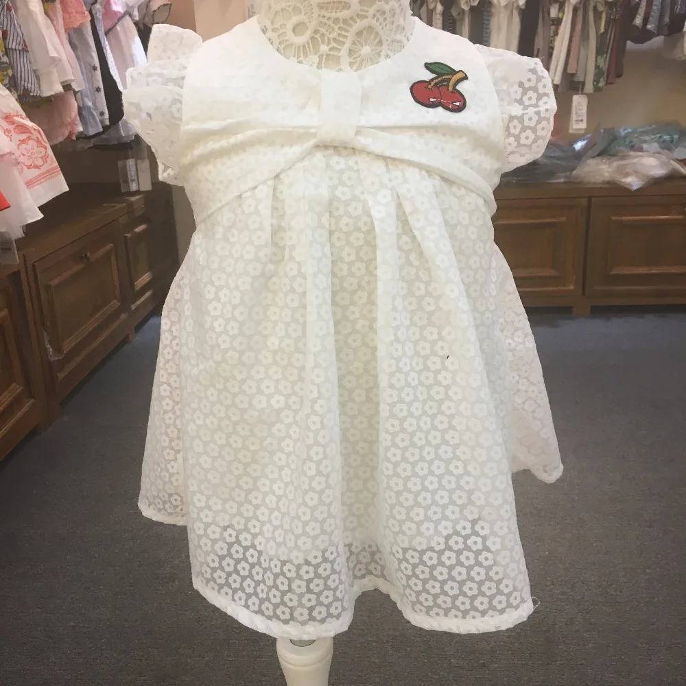 

Wholesale 4 pieces/lot Embroidery cherry flowers dress Toddlers summer dress 1 2 3 4 ans years kids baby girls Children clothes