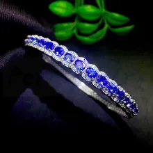 Натуральный настоящий Сапфировый Браслет, серебро 925 пробы для женщин или мужчин 0.35ct* 16 шт драгоценный камень# S8050801