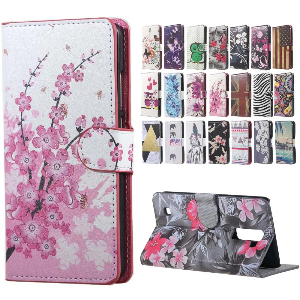 Pink Plum Magnetic Leather Wallet Handbag Book Cover Case