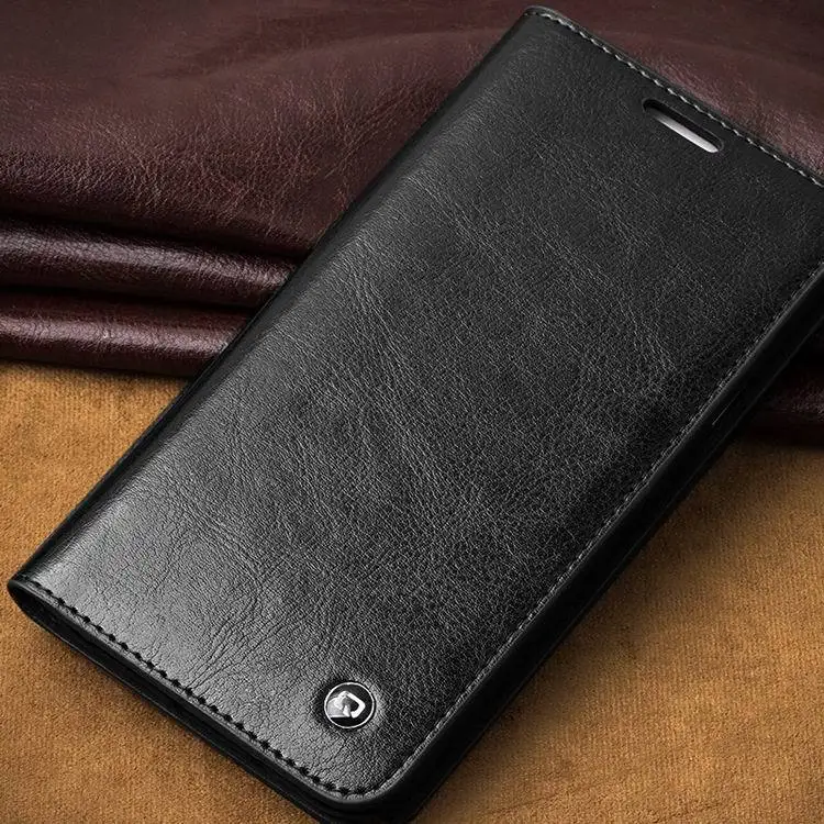 QIALINO Новейший Роскошный кошелек из натуральной кожи флип чехол для телефона для Samsung Galaxy E7 чехол для сотового телефона с держателем для карт - Цвет: black