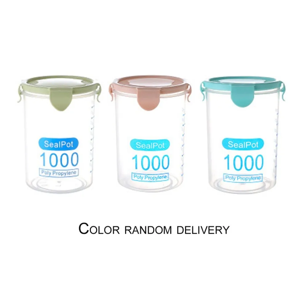 

3 PCS 1000ML Practical Household Plastic Storage Jars Food Storage Bottle Safe Non-Toxic Leakproof Sealed Kitchen Storage Box