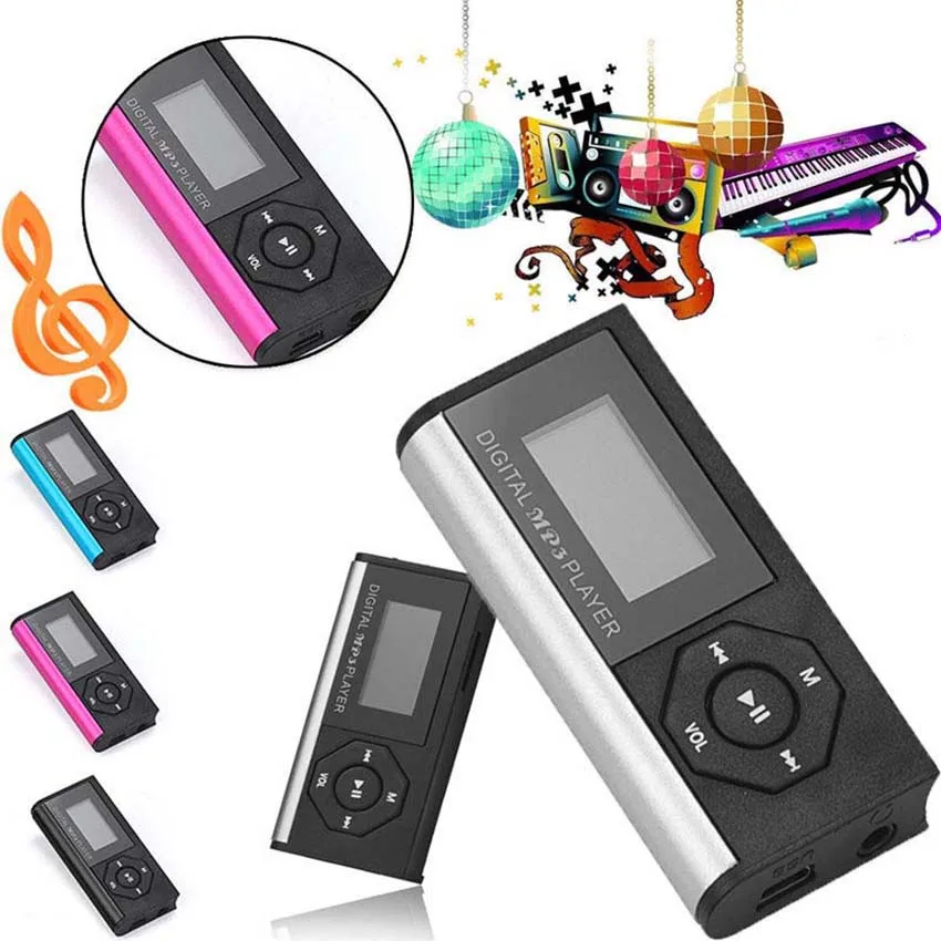 Мини-клип MP3 Media Player ЖК-дисплей Экран MP3 музыкальный плеер Портативный Поддержка 32 ГБ Micro SD TF светодиодный фонарик стерео 3,5 мм MP3 плеер