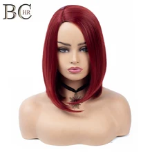 BCHR короткий боб парик Красное вино синтетические парики для женщин боковая часть прямые Косплей парики для вечерние