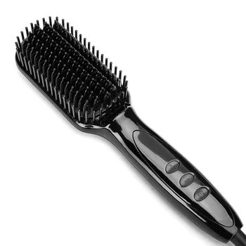 

LCD Hair Straightener Brush 2-in-1 Ionic Straightening Brush with Anti-Scald Feature Professional Quick Hair Styler beard comb