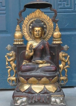 

24" Tibet buddhism bronze gilt Shakyamuni Amitabha sakyamuni Rulaibuddha statue