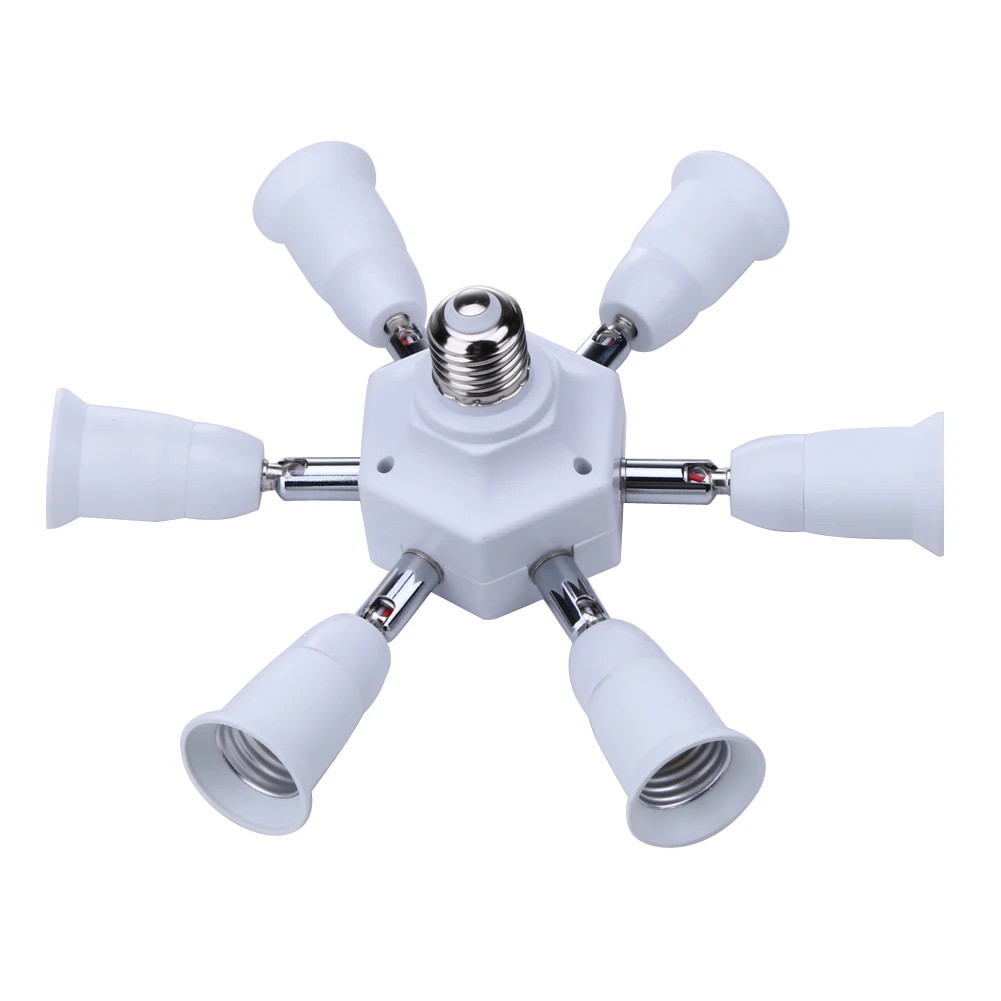 Us 22 73 360 Degrees Flexible Extended E27 6 1 E27 Light Lamp Bulb Adapter Conversion Socket Head Universal Lamp Holder Converter In Lamp Holder