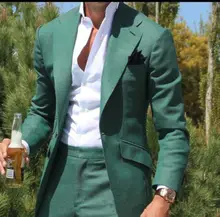 2018 Latest Design Mens Dinner Party Suits Groom Wedding Tuxedos Green dress party Best Man suit 2 piece jacket and pant