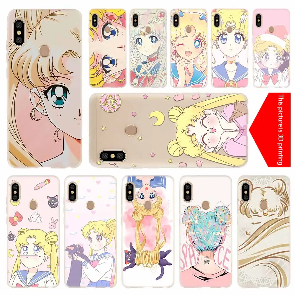 Прозрачный силиконовый чехол с аниме Сейлор Мун Луна кот для Xiaomi Redmi 9A 8A 7A 6A 9AT Note 9 8
