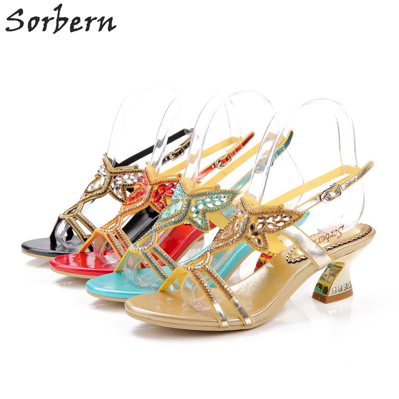 

Sorbern 5.5CM Crystal Women Sandals Sandalias Mujer 2018 Buckle Strap Rhinestone Strange Style Shoes Plus Size Chaussure Femme