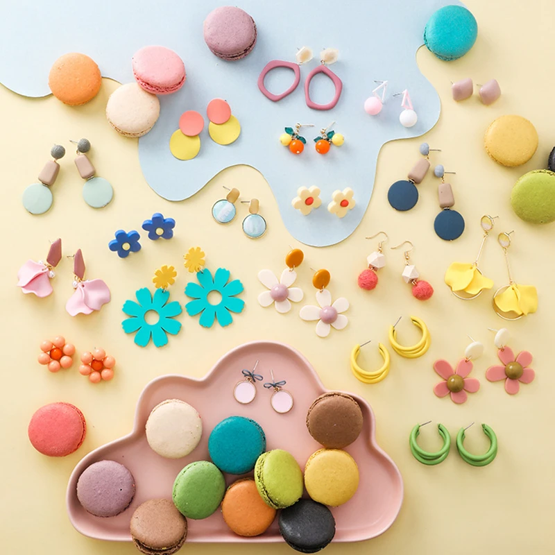 

2019 Women's Dangle Earrings fashion Flower earrings Petal earrings simple candy color Jewelry for women Cute/Romantic 11227