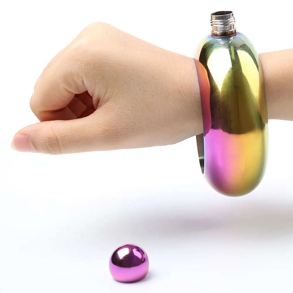 Hip Flask Grade Portable Bangle Bracelet Stainless Steel Outdoor Wine