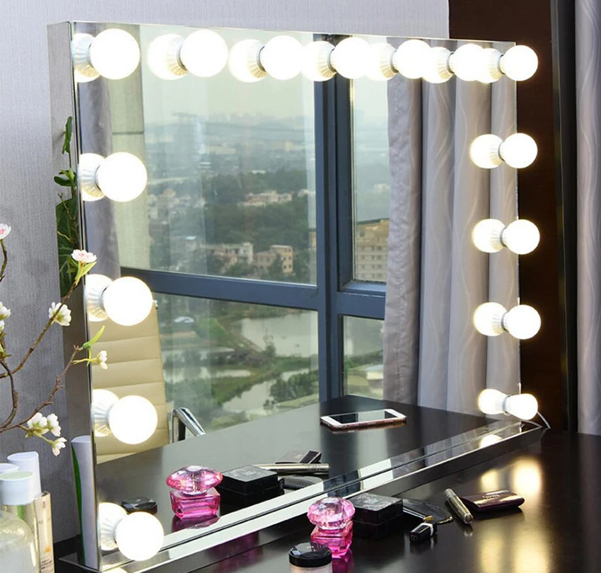 Бескаркасное косметическое зеркало с светлым голливудским макияж освещенное зеркало регулируемое 3 цвета световое косметическое зеркало 120*80 см
