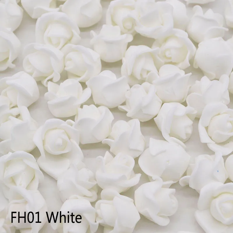 100 шт. 2 см мини розовыми цветами искусственных пенополиэтилен головка цветка дома Свадебные украшения DIY помпоном Скрапбукинг Craft поддельные цветы - Цвет: White