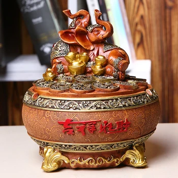 

Creative Chinese Auspicious Resin Ashtrays cigarette Ash Storage Bowl Lucky Smoke Ashtray With Lid Home Decor Tourist Souvenir