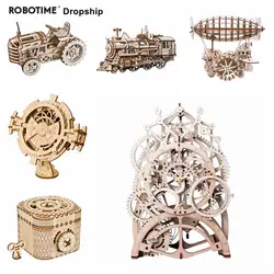 Robotime для дропшиппинга 6 видов DIY 3D механическая модель деревянная модель строительные наборы