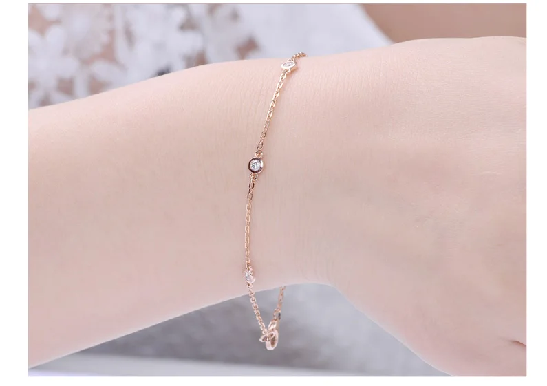 18k Pure Rose Gold Natural Bracelet Women Fashion Bangle Romantic Female Jewelry Girl Gift Party Trendy Hot Sale Good