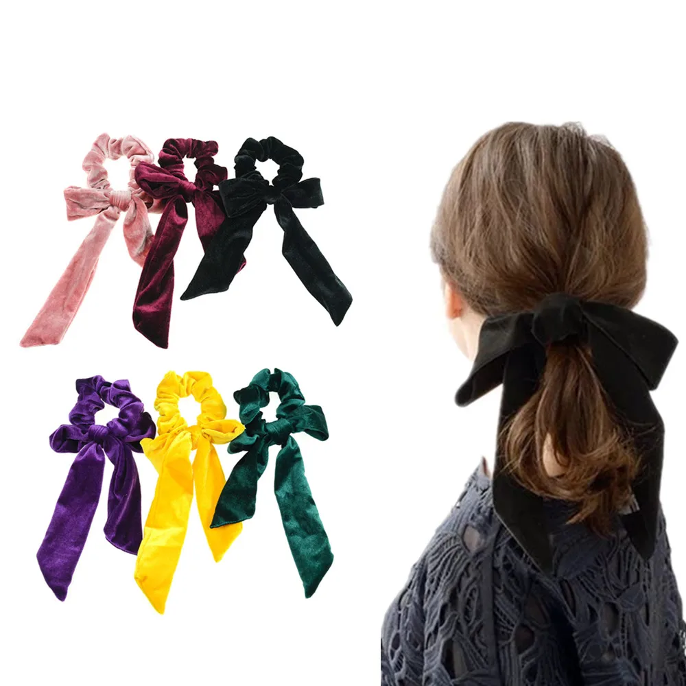 1 Pc Bow Scrunchie Girls' Scarf Scrunchie Ponytail Holder Hair Ties