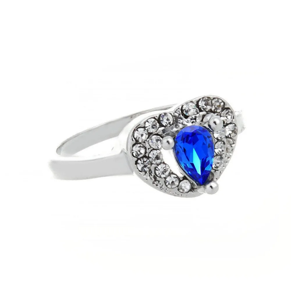 18K White Gold Plated Heart shape font b Sapphire b font Blue Crystal Charm font b