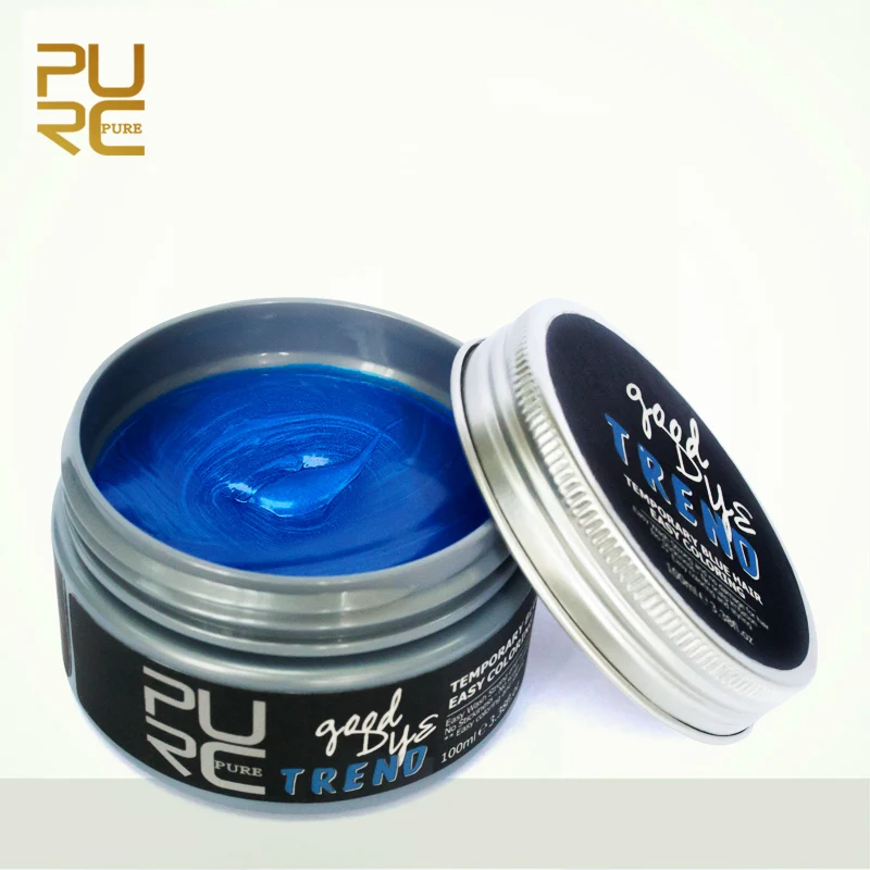 PURC Fashion Disposable Hair Color Wax Dye One-time Temporary Molding Paste Blue Hair Dye Wax Cream 100ml PURC Fashion Disposable Hair Color Wax Dye One-time Temporary Molding Paste Blue Hair Dye Wax Cream 100ml