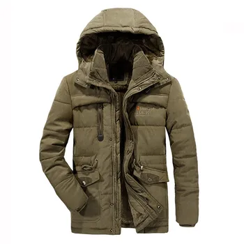 

Winter men's fleece Cotton-padded coats plus size XL-7XL 8XL thick jacket thermal Wool Liner warm outerwear coat Hat Detachable