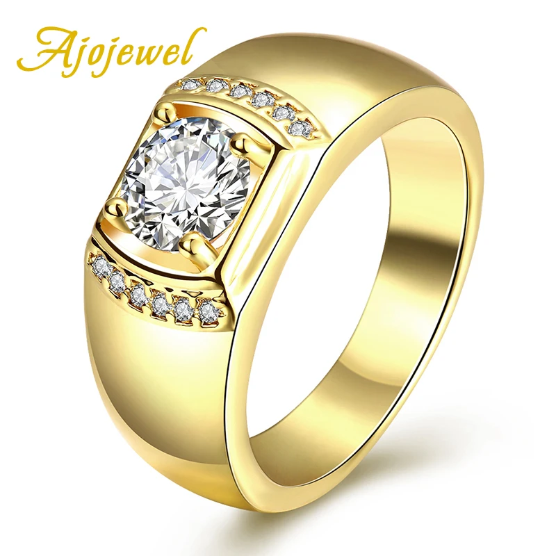 

US# 8-10 New 4 Carat CZ Diamond Anel For Men Gifts Genuine Austrian Crystals Rings Top Quality Ajojewel Brand