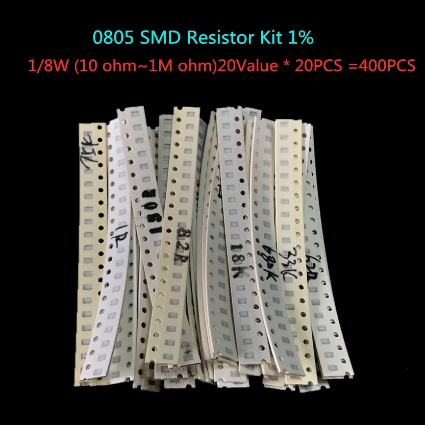 0805 SMD resistencia Kit surtido 1ohm-1M ohm 1% 33 valoresx 20 piezas = 660 piezas Kit de Muestra