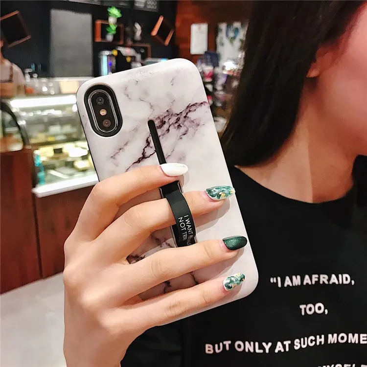 

Hot Marble Leopard Pattern Dual Layer Case For iPhone XS MAX XR XS X 6 6S 7 8 Plus Flexible Finger Ring Loop Capa