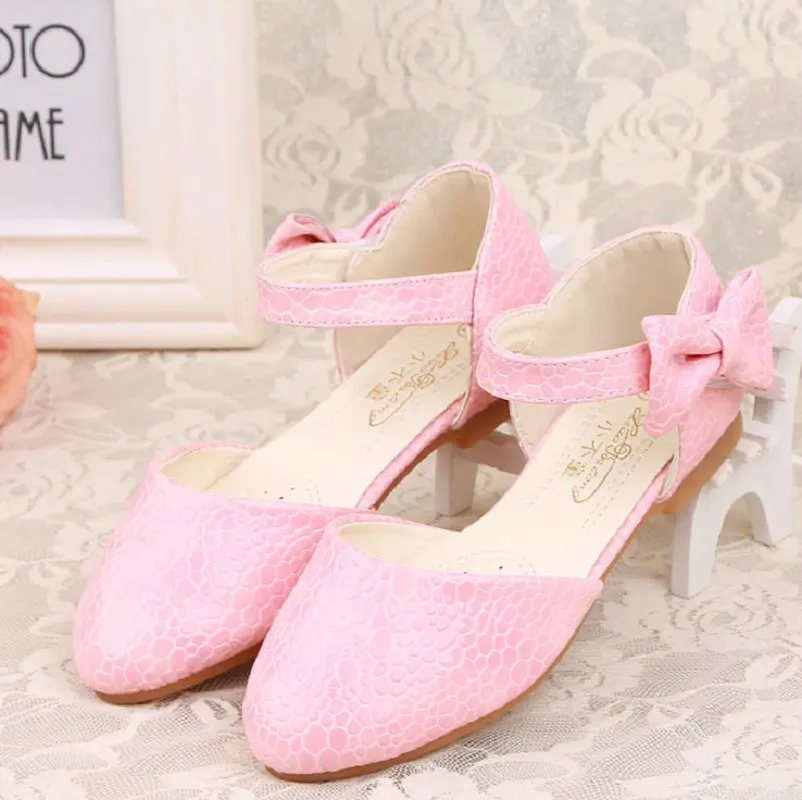 

qloblo Summer Kids Children Wedding Shoes Girls Princess Sandals Bowknot Dress Shoes Party Shoes For Girls size 26~35