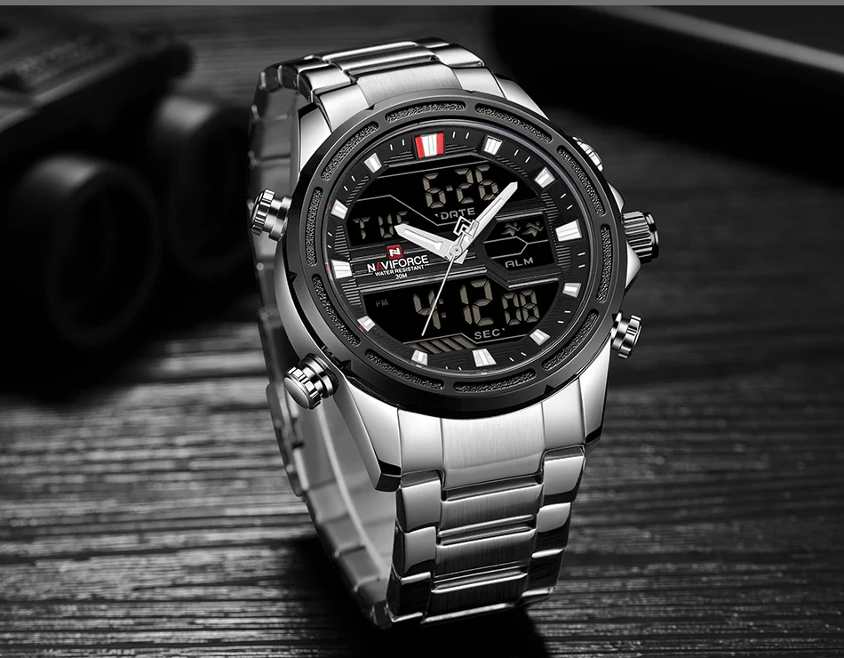 NAVIFORCE мужские военные наручные часы из нержавеющей стали люксовый бренд мужские часы модные спортивные часы мужские водонепроницаемые кварцевые часы