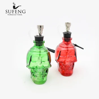 

New creative glass water bottle, 140mm high personality fun skull head tobacco smoke, multi-color choice, free delivery