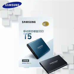 Samsung T5 внешний твердотельный накопитель 2 т 1 т 500 ГБ 250 ГБ внешний твердотельный HD жесткий диск USB 3,1 Gen2 (10 Гбит/с) и обратная совместимость