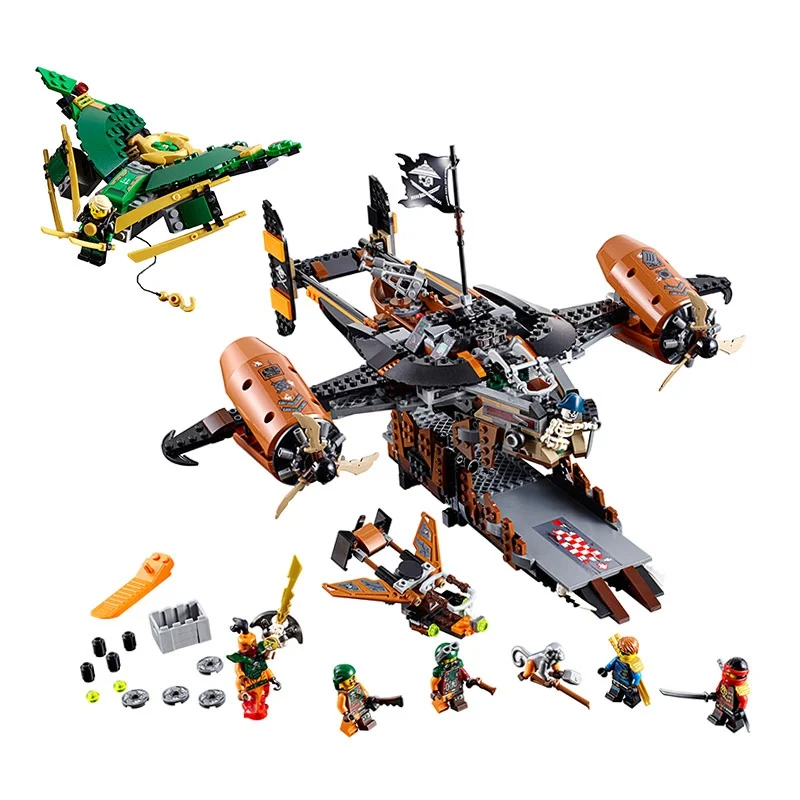 

Block Ninja Flying Pirates Fortress 808Pcs Building Blocks Toys For Children Compatible Legoing Ninja Movie Series Kids Gifts