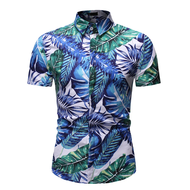 

2019 New Men Shirts Summer Print Floral Beach Hawaiian Shirts Men Casual Short Sleeve Hawaii Shirts Chemise Homme Plus Size 3XL
