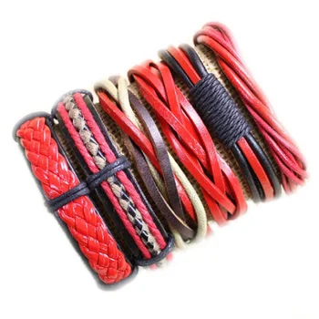 

Handmade 6pcs/lot wholesale bangles ethnic genuine braided hemp leather bracelet for women pulseiras masculinas de corda -S13