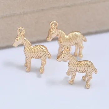 

6PCS 16x18MM 24K Champagne Gold Color Plated Brass Zebra Horse Charms Pendants High Quality Diy Jewelry Accessories