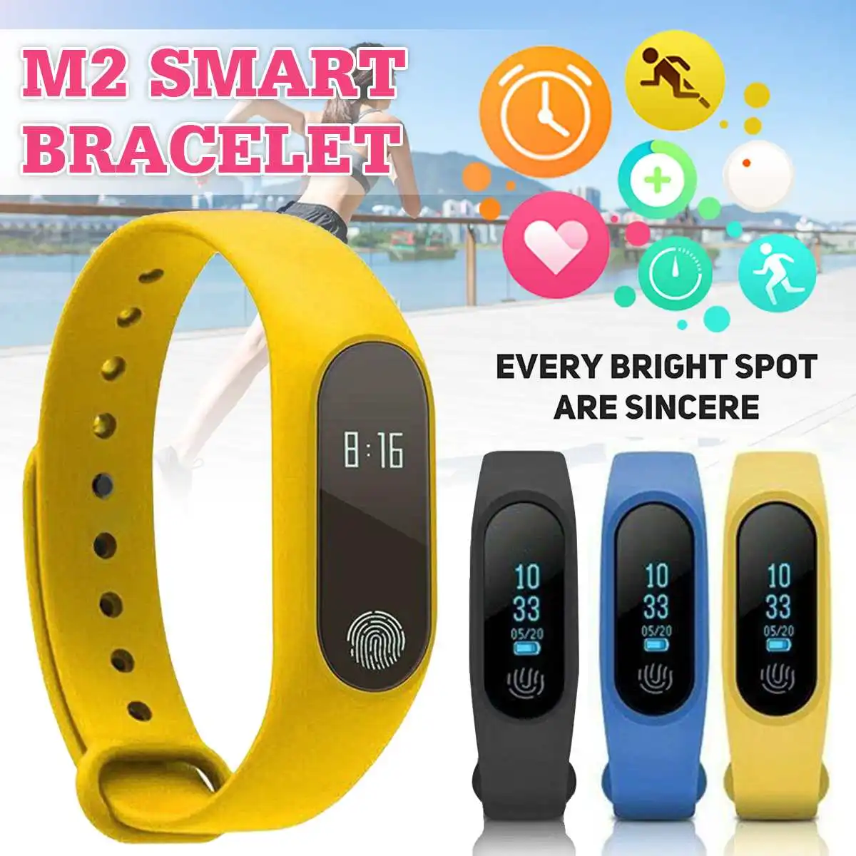 

M2 Smart Waterproof Fitness Tracker Bracelet Sleep Monitor Heart Rate Monitor Sport Wristbands bluetooth for Android iOS Phone