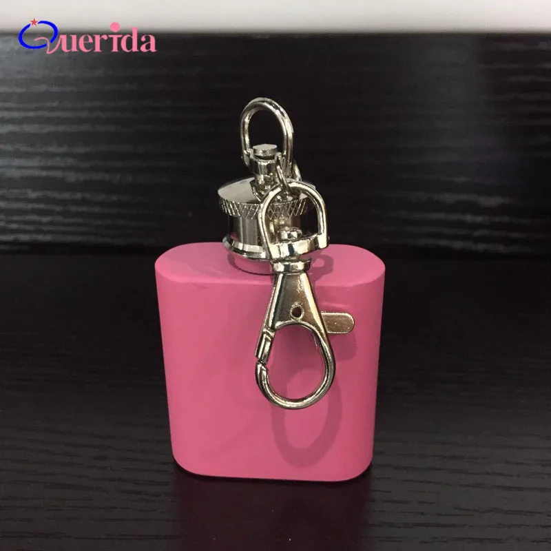 

2Pcs/Set Mini 1oz Stainless Steel Hip Flask New High Quality Pink Cute Whiskey Bottle Alcohol Hip Flask With Keychain Drinkware