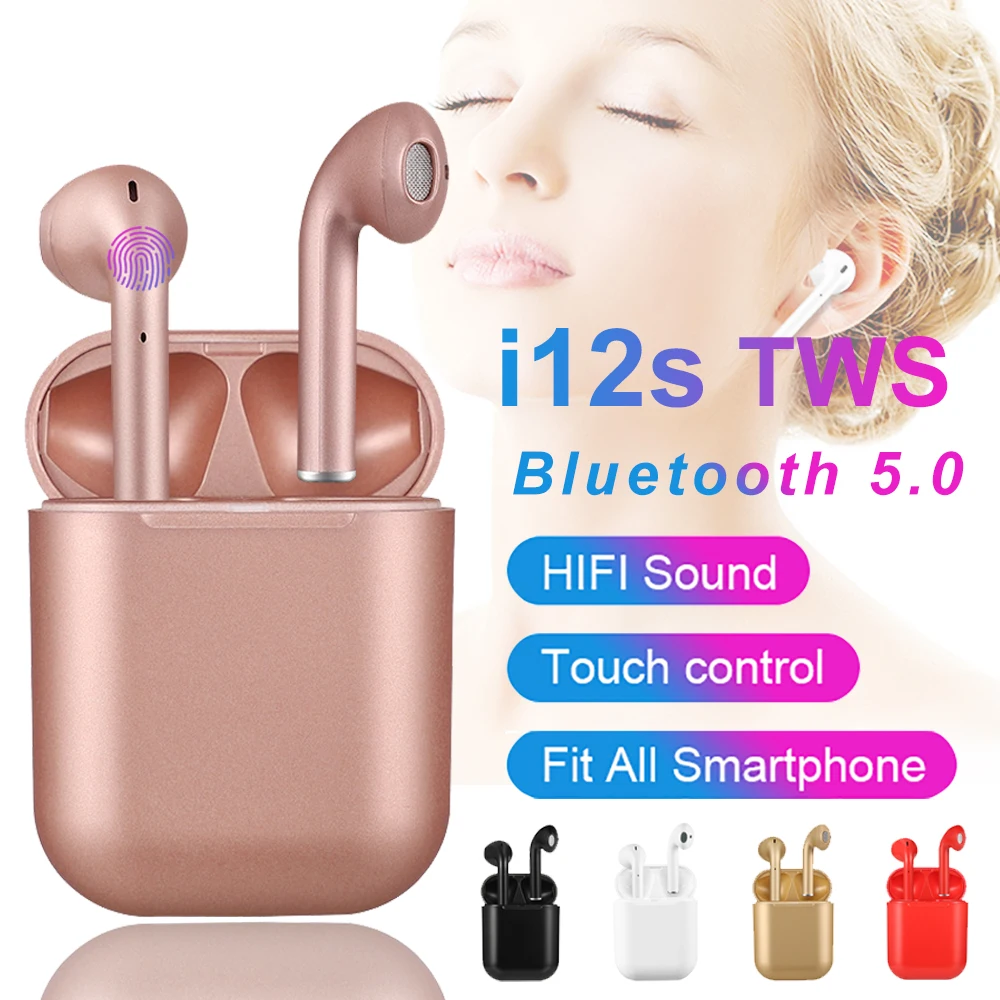 

New i12s Tws Wireless Earphones Touch Control 3D Stereo Ifans Headset Bluetooth 5.0 Earbuds Sport Earphone for Iphone Phone Pods