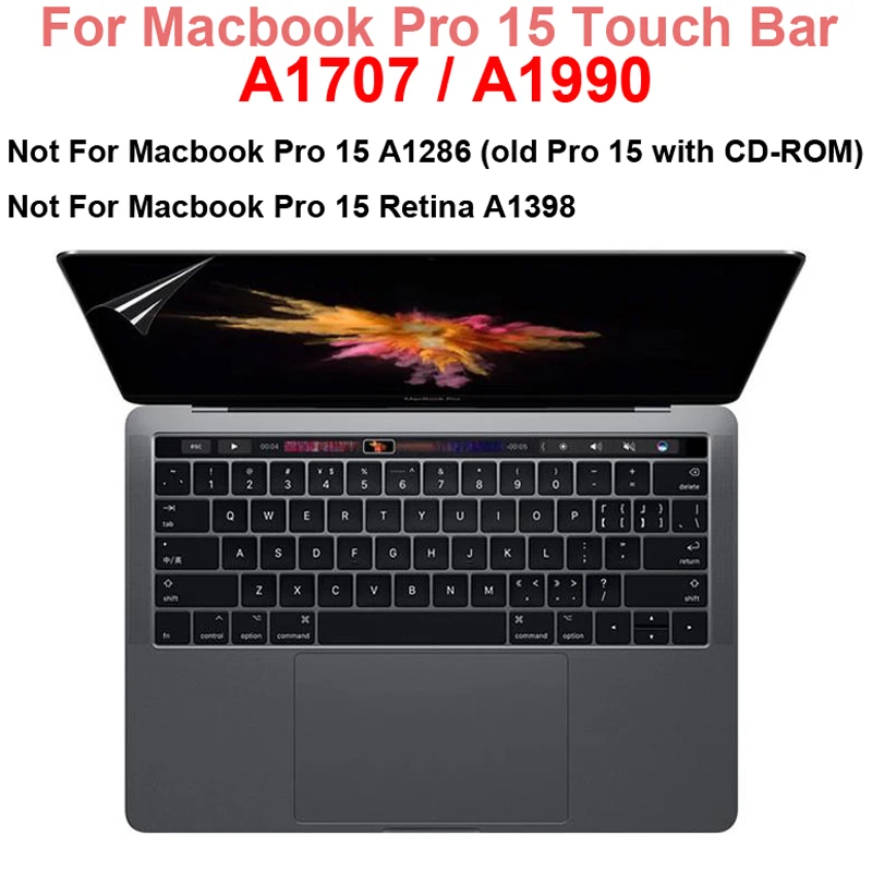 

10pcs High Clear Screen Protector for macbook Pro 15.4 Touch Bar A1707 A1990 screen cover Touchbar 15 Glossy Screen Guard Skin