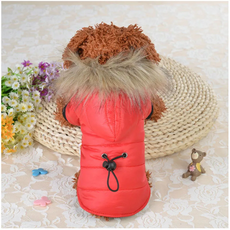 Осенне-зимняя одежда для животных для щенков повседневная меховая пуховая куртка для маленьких собак кошек регулируемый пояс ветрозащитная куртка